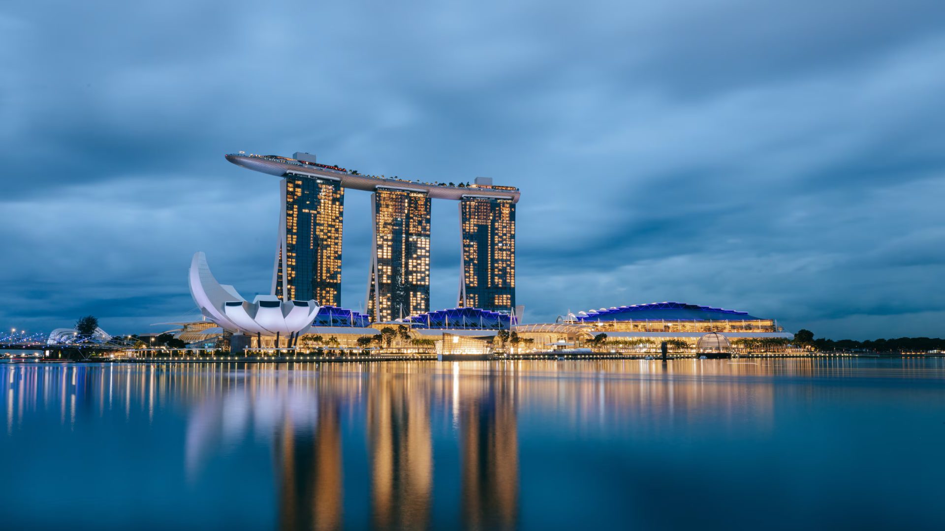 Night view of Marina Bay Sands, Singapore.