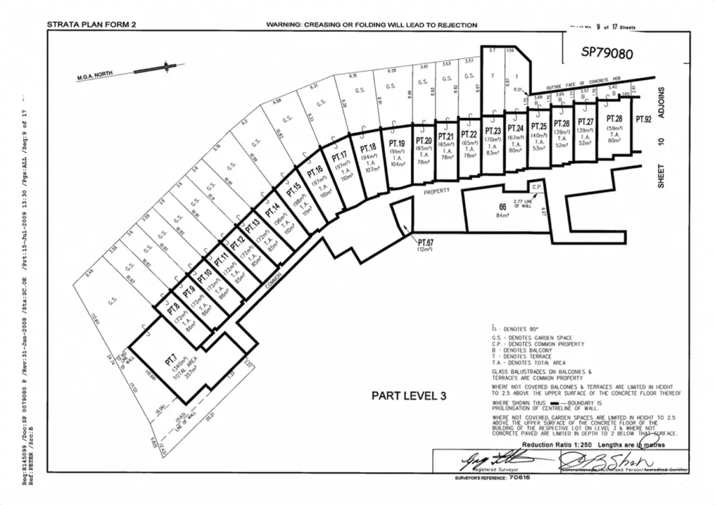 Strata plan form 2 showing a NSW strata scheme layout, level 3. 